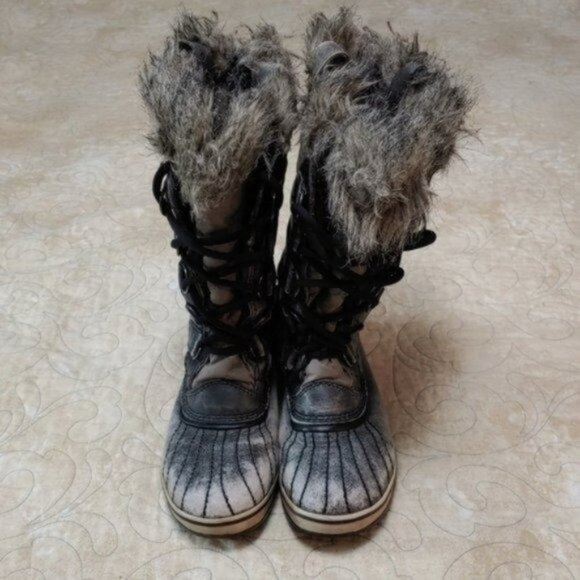 Sorel Tofino Distressed Faux Fur Trim Lace Up Tall Snow Boots 7 - Picture 5 of 12
